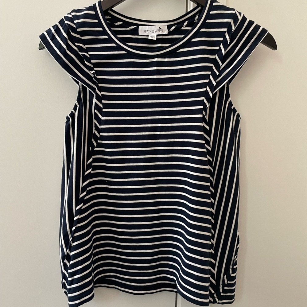 Anthropologie Drew Striped Tee; Navy & White; in XS